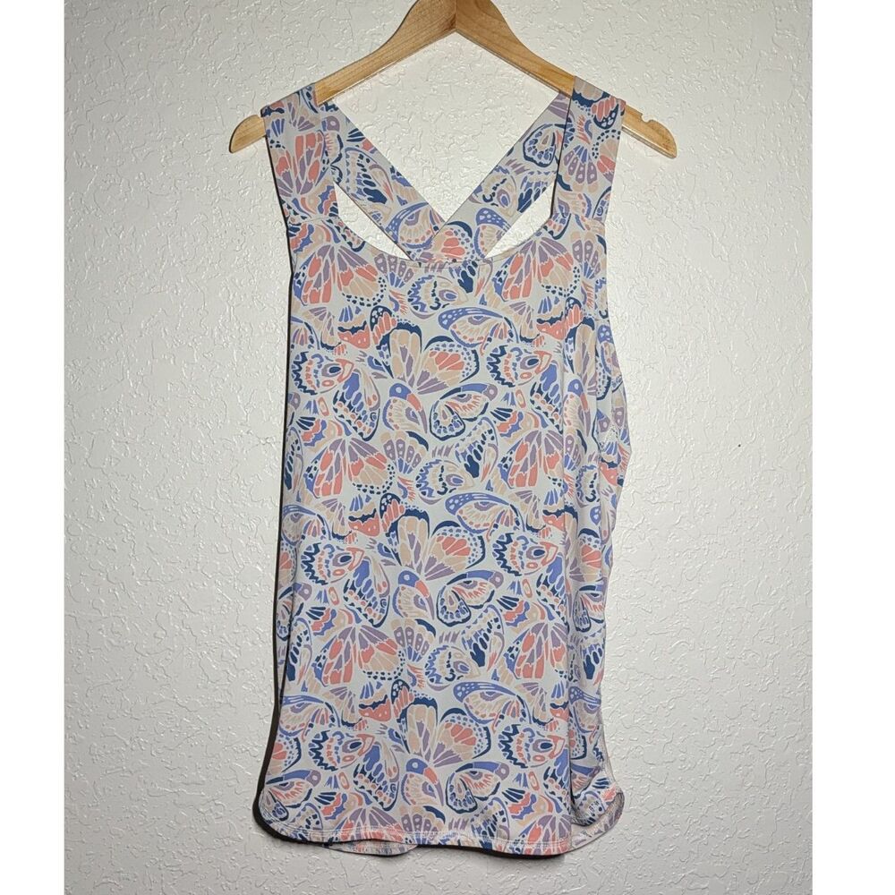 Duluth Trading Co Women's 1X Butterfly Print Racerback Activewear Tank Top - Picture 1 of 9